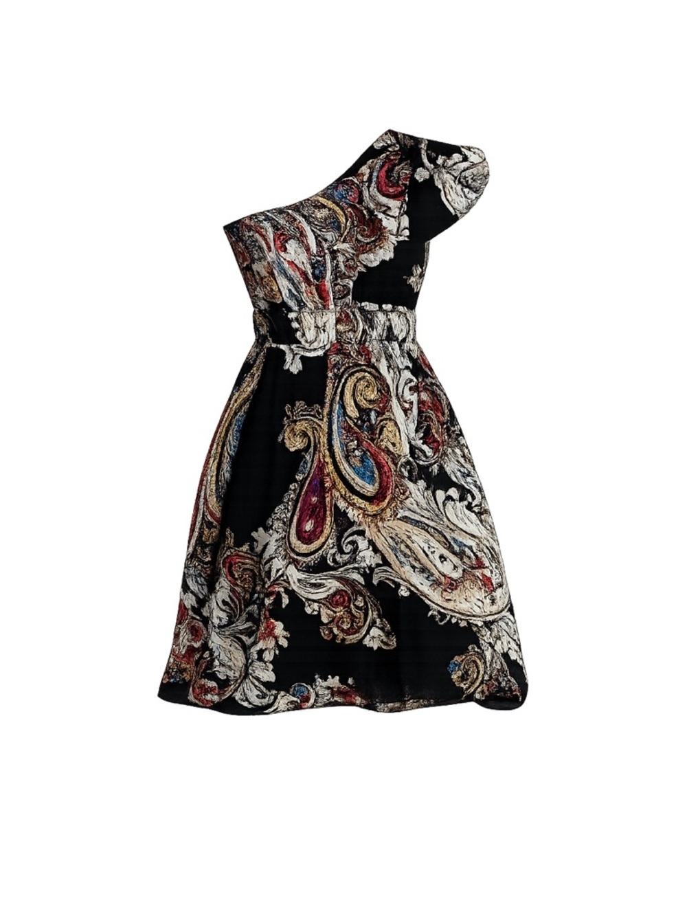 Francesca's Women's Paisley One Shoulder Dress Black Size S
095